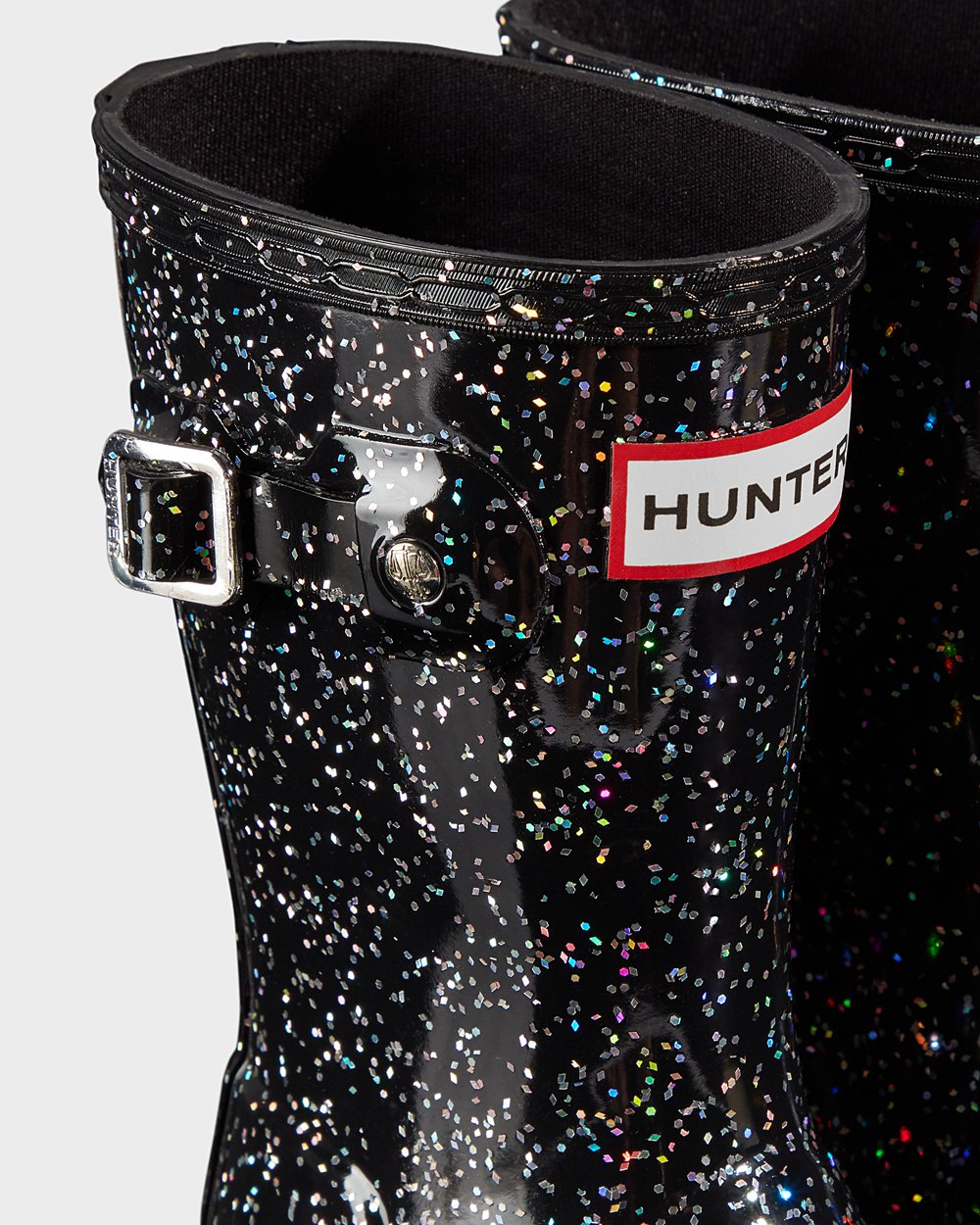 Botas de Lluvia Hunter Niños - Original Little Giant Glitter - Negros - KIXYRVH-48